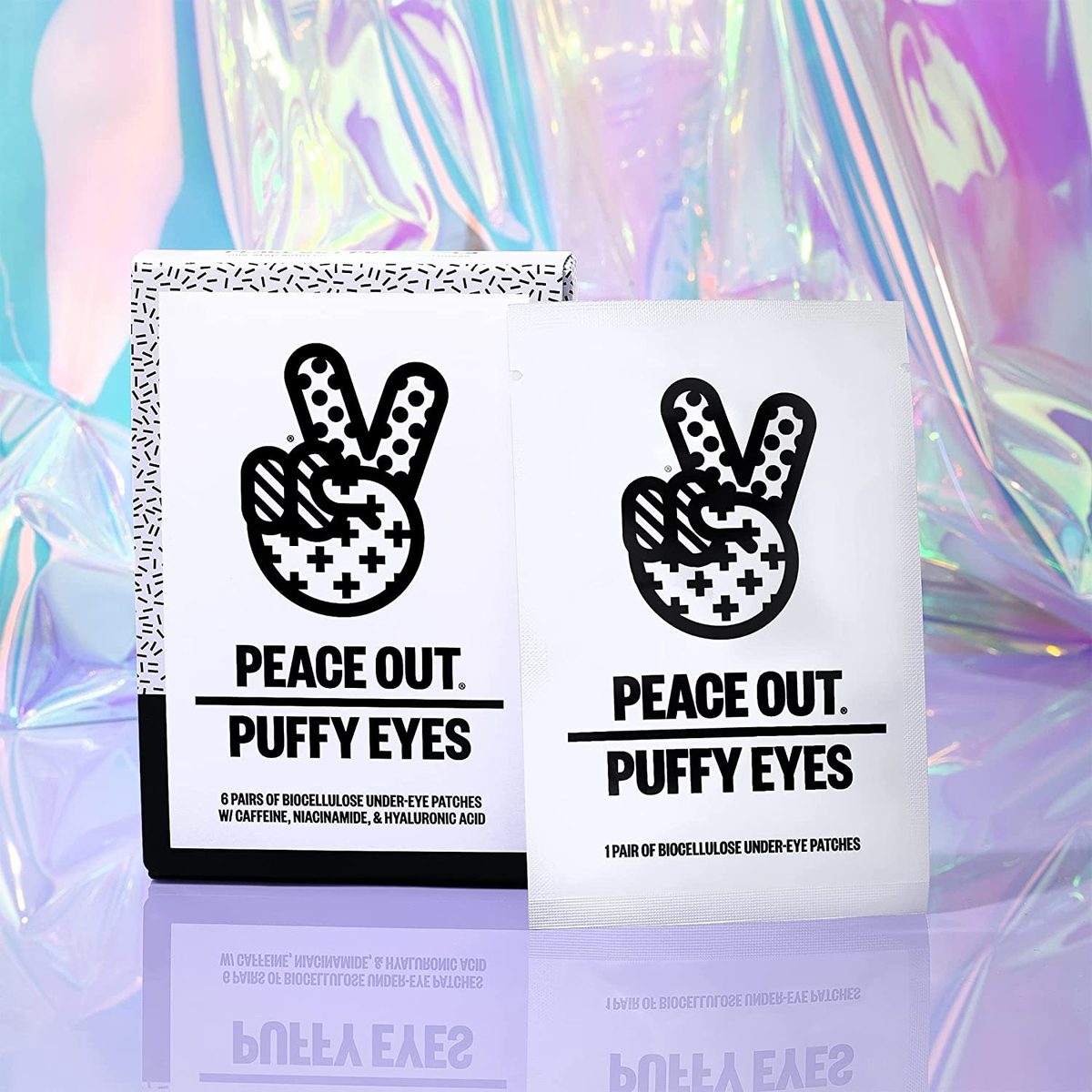 PEACE OUT Skincare 浮肿的眼睛。含有咖啡因和烟酰胺的生物纤维素眼底贴可最大程度地减少浮肿、黑眼圈和疲倦的眼睛（6 对）
