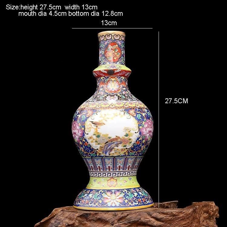 ZSEDP 景德镇古董珐琅花瓶宝塔花瓶花鸟图案古瓷