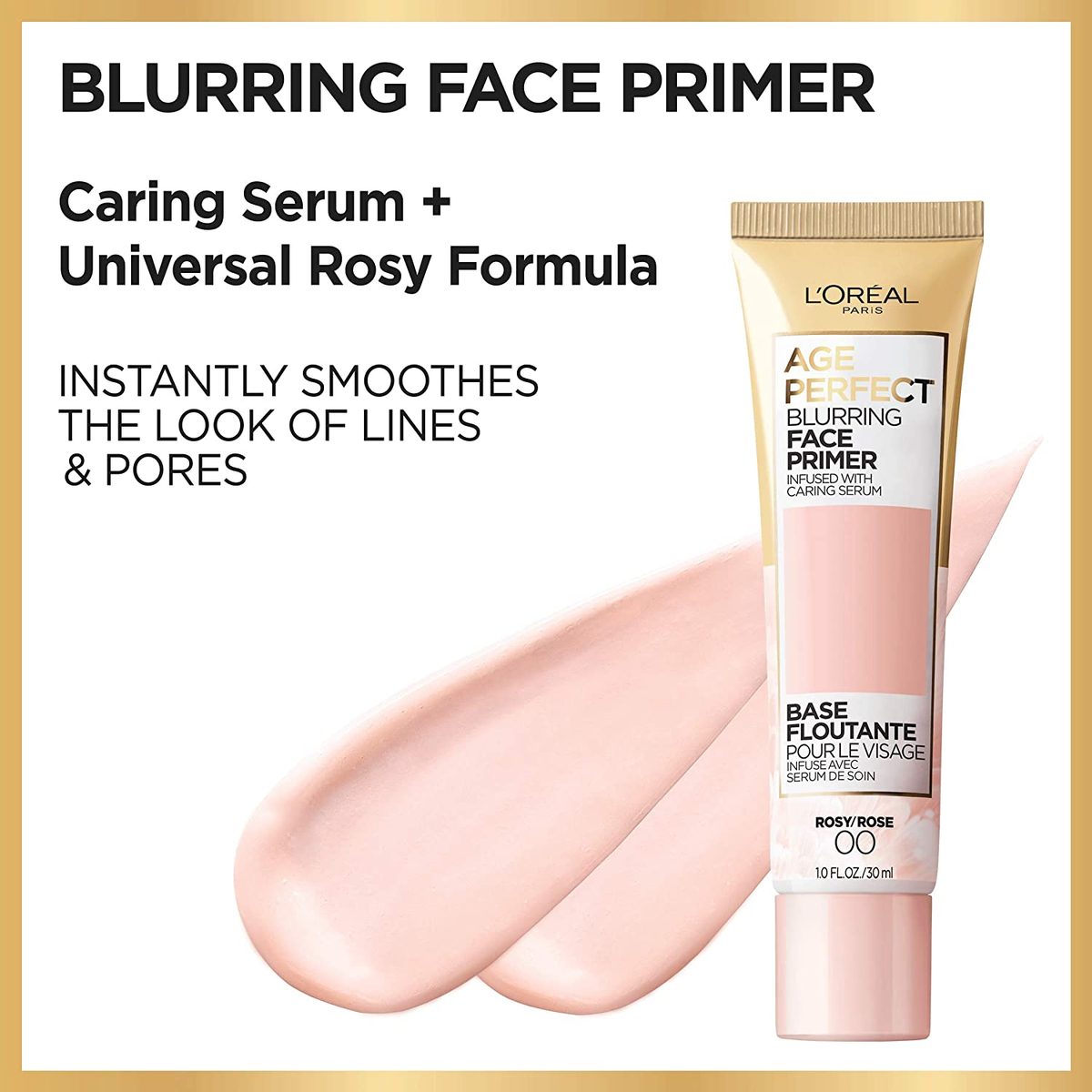 L'Oreal Paris Age Perfect Blurring Face Primer，注入护理精华液，1 液量。盎司。