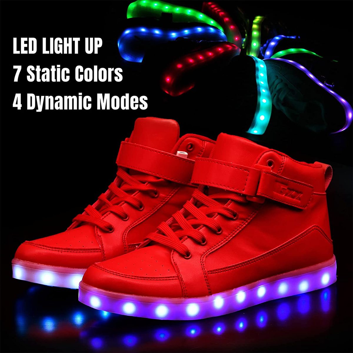 IGxx LED 发光鞋灯男式高帮 LED 运动鞋 USB 充电鞋女式发光发光闪光鞋 LED 儿童