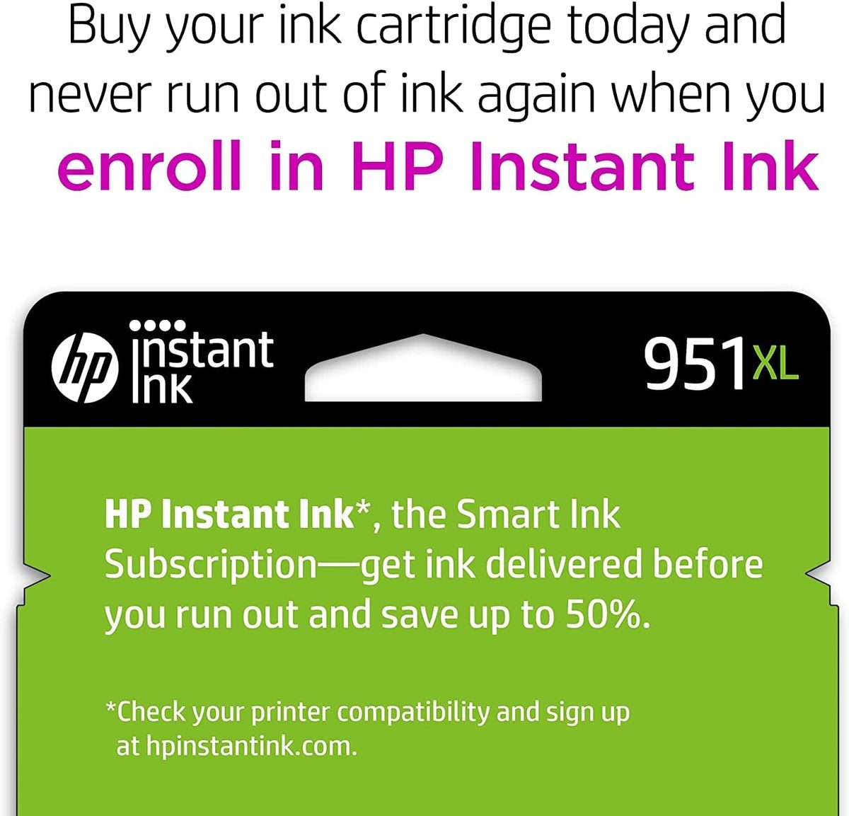HP 951XL 青色高印量墨盒 |适用于 HP OfficeJet 8600、HP OfficeJet Pro 251dw、276dw、8100、8610、8620、8630 系列 |有资格使用 Instant Ink | CN046AN