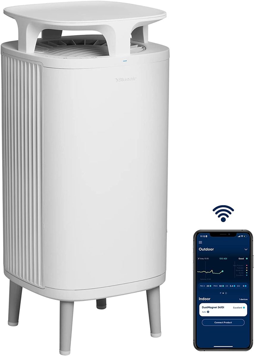 BLUEAIR 空气净化器大房间，桌面空气净化器适用于灰尘宠物皮屑烟雾霉菌花粉细菌病毒过敏原，去除异味，家庭卧室客厅，Alexa，自动，HEPASilent，DustMagnet 5410i