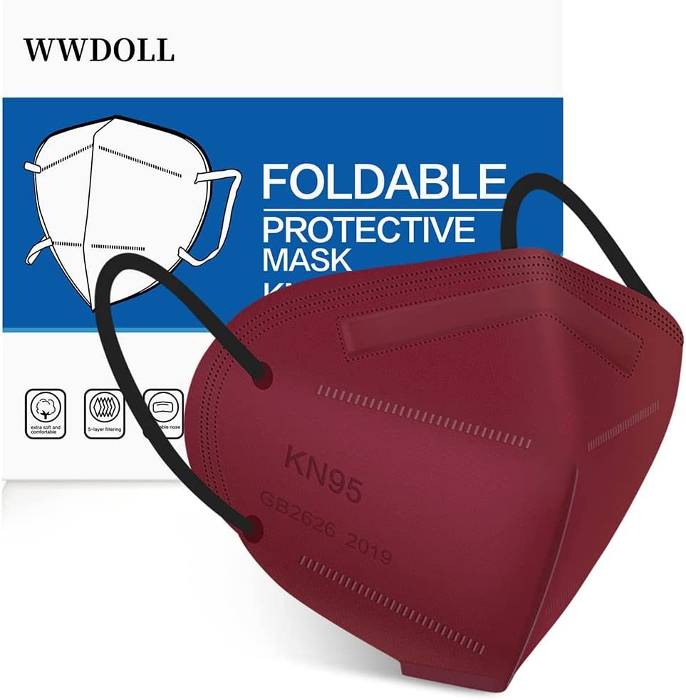 WWDOLL KN95 口罩 25 片装，5 层透气一次性 KN95 口罩，白色