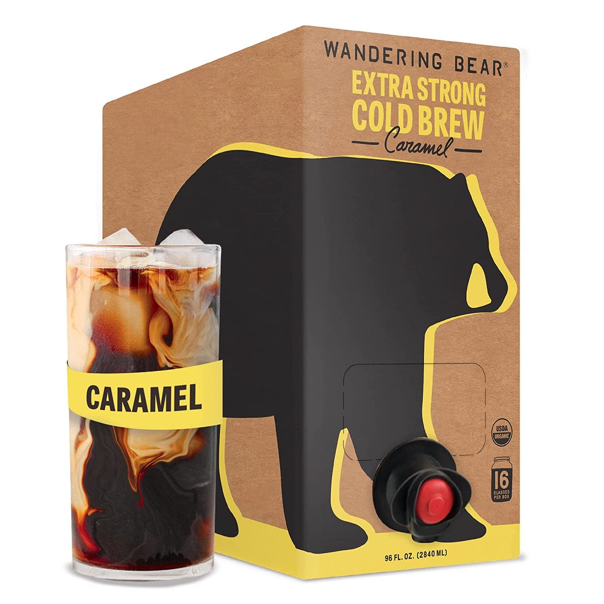 Wandering Bear 有机纯黑冷萃咖啡，96 液量盎司 - 特浓、顺滑、不加糖、耐保存且即饮冷萃