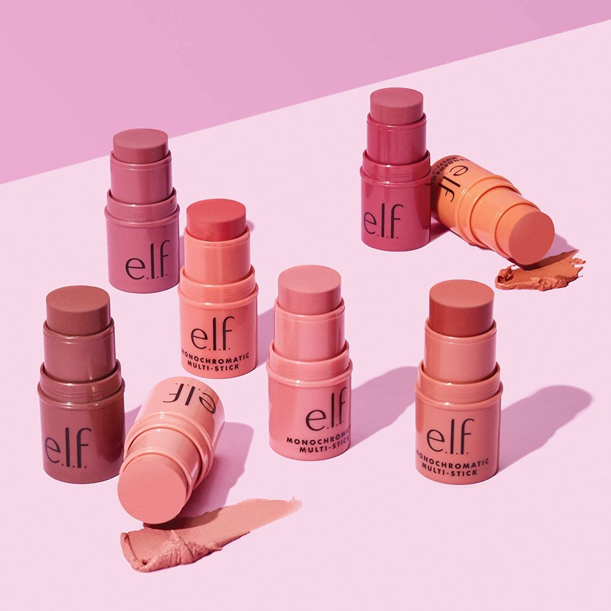 elf, 单色多色棒，奶油色，轻盈，多功能，奢华，增添微光，易于在旅途中使用，轻松混合，闪亮玫瑰，0.155 盎司