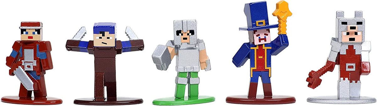 Jada Toys Minecraft Dungeons Nano Metalfigs 1.65 英寸压铸收藏品 20 件装 Wave 4，儿童和成人玩具银色