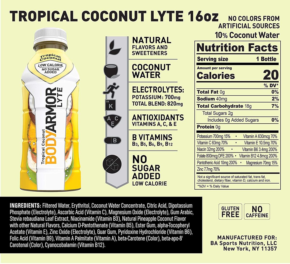 BODYARMOR LYTE 运动饮料低热量运动饮料，火龙果浆果，含维生素的天然香料，富含钾的电解质，非常适合运动员，16 液体盎司（12 件装）
