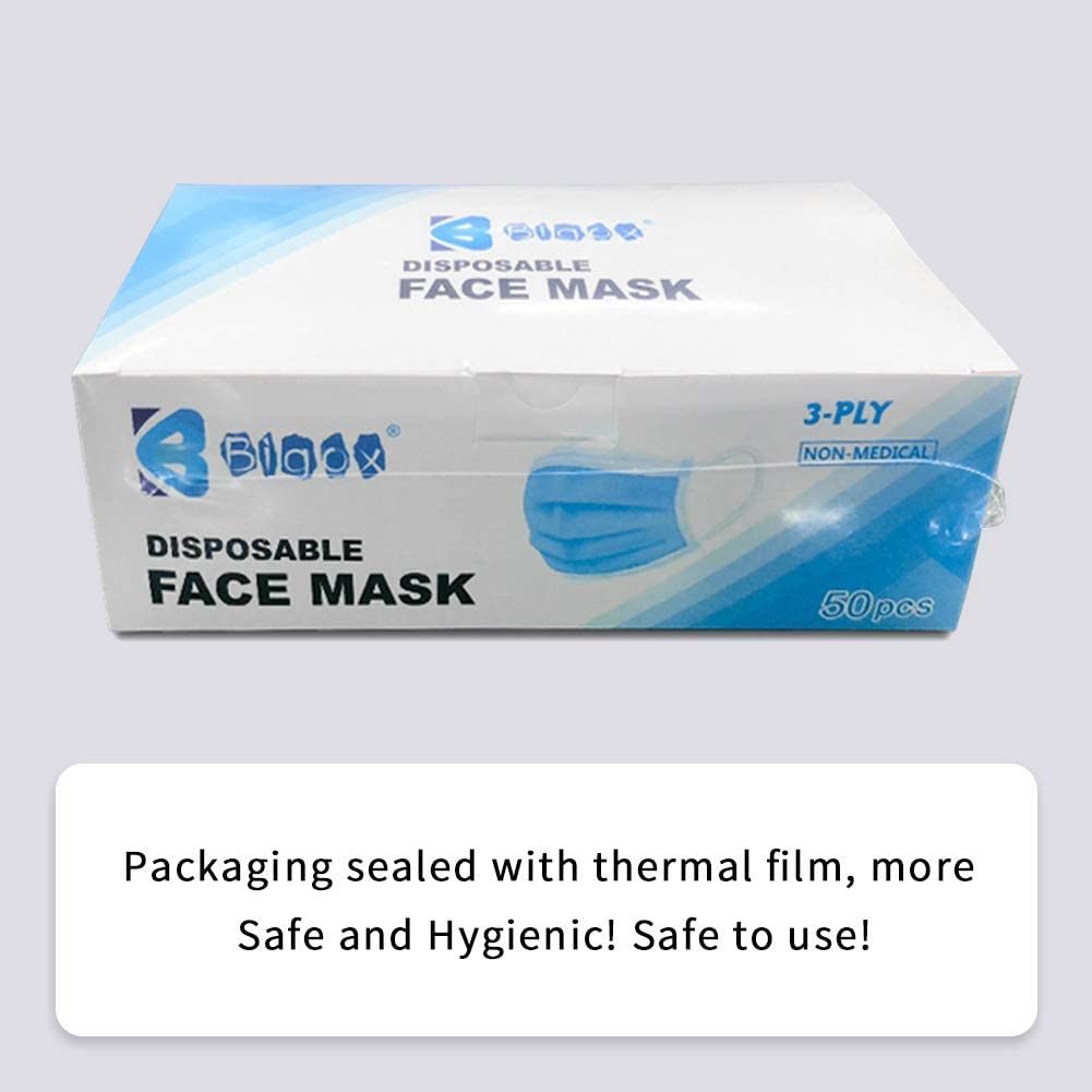 Bigox 口罩一次性耳挂式蓝色 50 片