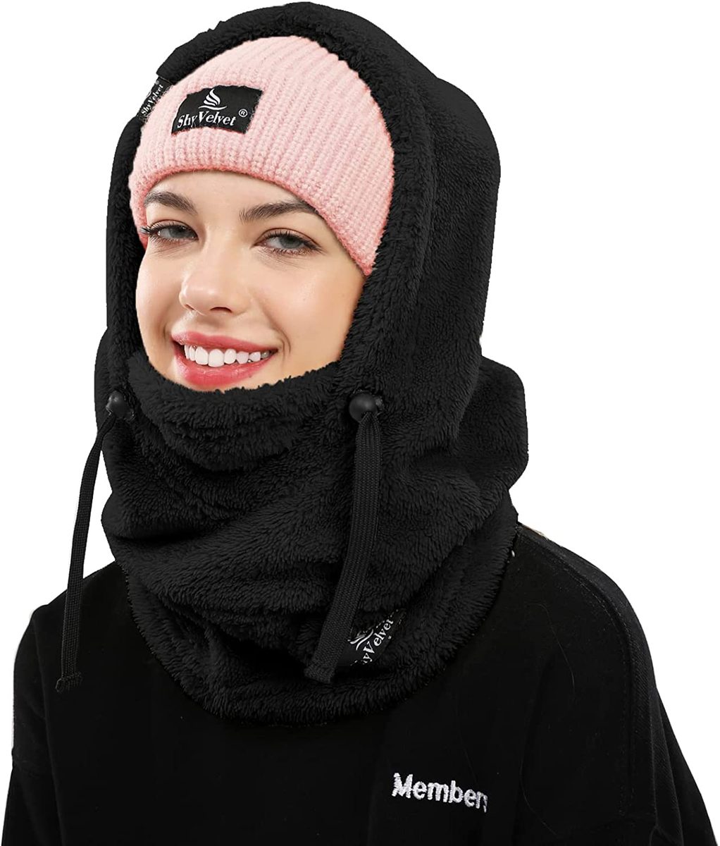 Shy Velvet Balaclava 防风冬季面罩，男女抓绒滑雪面罩，保暖面罩帽子围巾