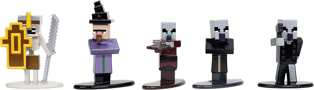 Jada Toys Minecraft Dungeons Nano Metalfigs 1.65 英寸压铸收藏品 20 件装 Wave 4，儿童和成人玩具银色