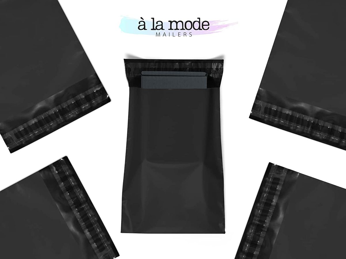 10x13 塑料邮寄包 200 个邮寄用品信封邮寄袋服装塑料小型企业粘性自封黑色