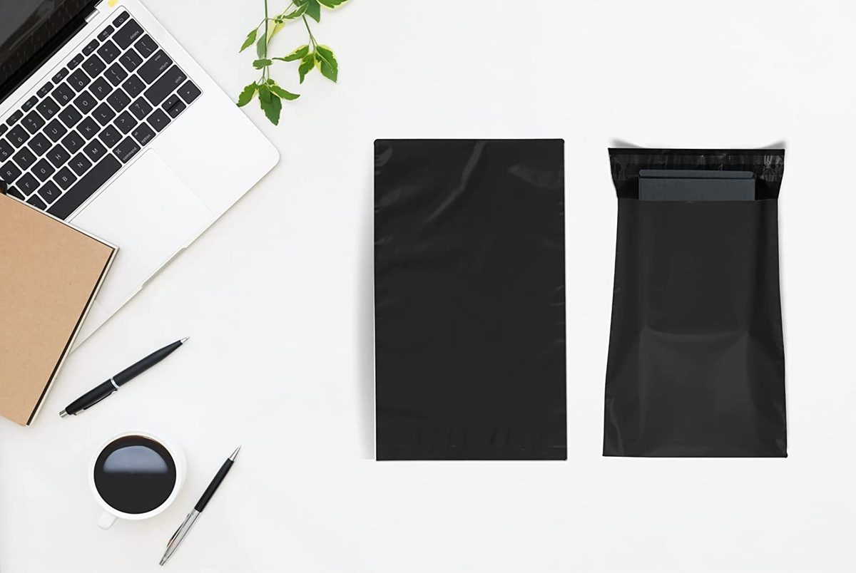 10x13 塑料邮寄包 200 个邮寄用品信封邮寄袋服装塑料小型企业粘性自封黑色