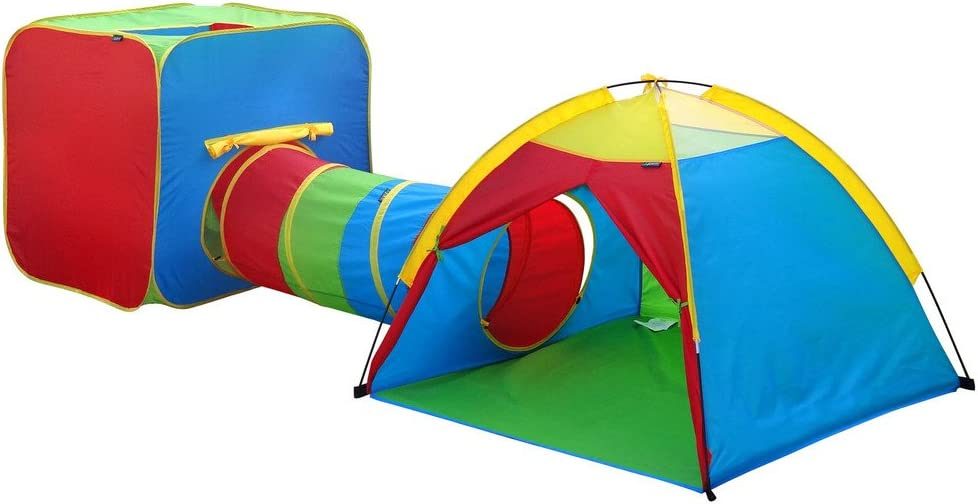 Gigatent Kids Play Tent and Tunnel One Square Cubby - One Dome Crawl Colorful Castle 帐篷，Po Up 儿童游戏屋，适合男孩和女孩玩具，室内和室外使用