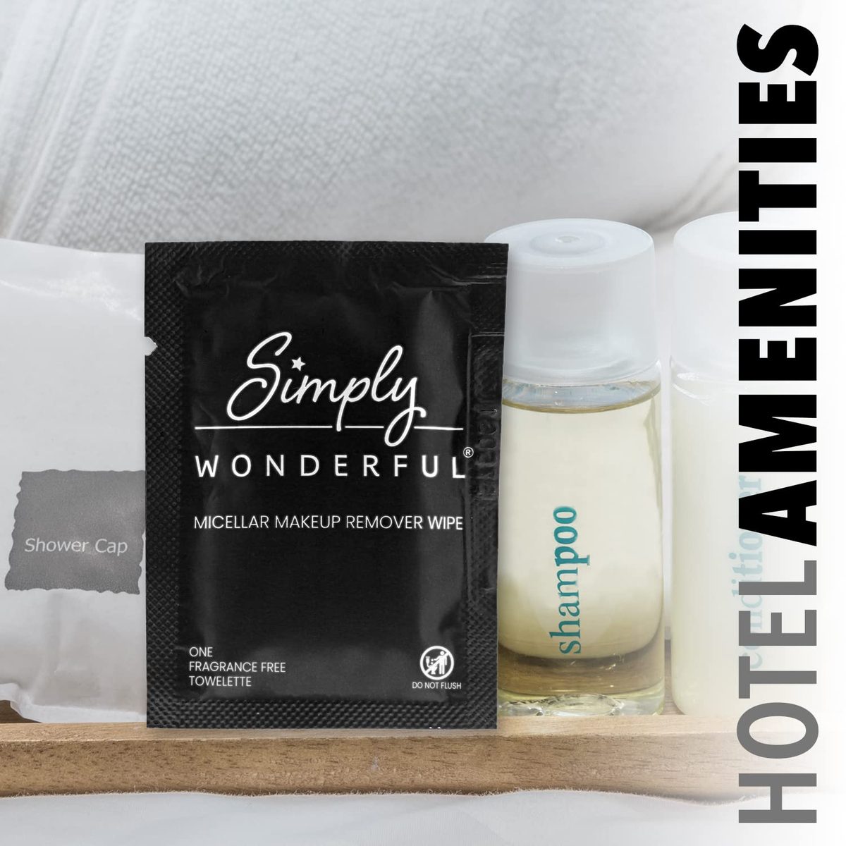 Simply Wonderful 卸妆湿巾 - 单独包装的带胶束水卸妆湿巾，用于面部湿巾清洁、卸妆、睫毛膏、唇膏、油污和污垢，100 片散装化妆湿巾