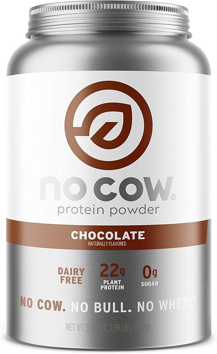 No Cow 素食蛋白粉，香草，22 克植物蛋白，可回收铝制容器和勺子，非乳制品，不含大豆，低糖，低净碳水化合物，无麸质，天然甜味，非转基因，犹太洁食