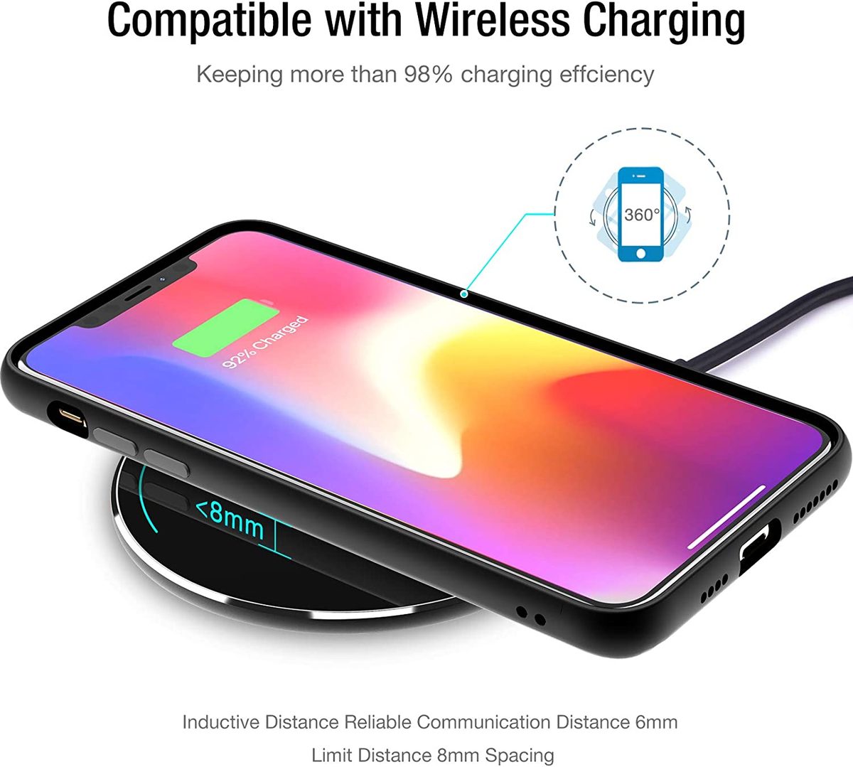 TOZO W1 无线充电器 10W 薄型航空铝合金电脑数控技术快速充电垫黑色（无交流适配器）