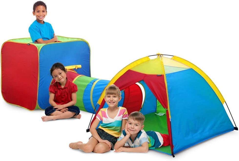 Gigatent Kids Play Tent and Tunnel One Square Cubby - One Dome Crawl Colorful Castle 帐篷，Po Up 儿童游戏屋，适合男孩和女孩玩具，室内和室外使用