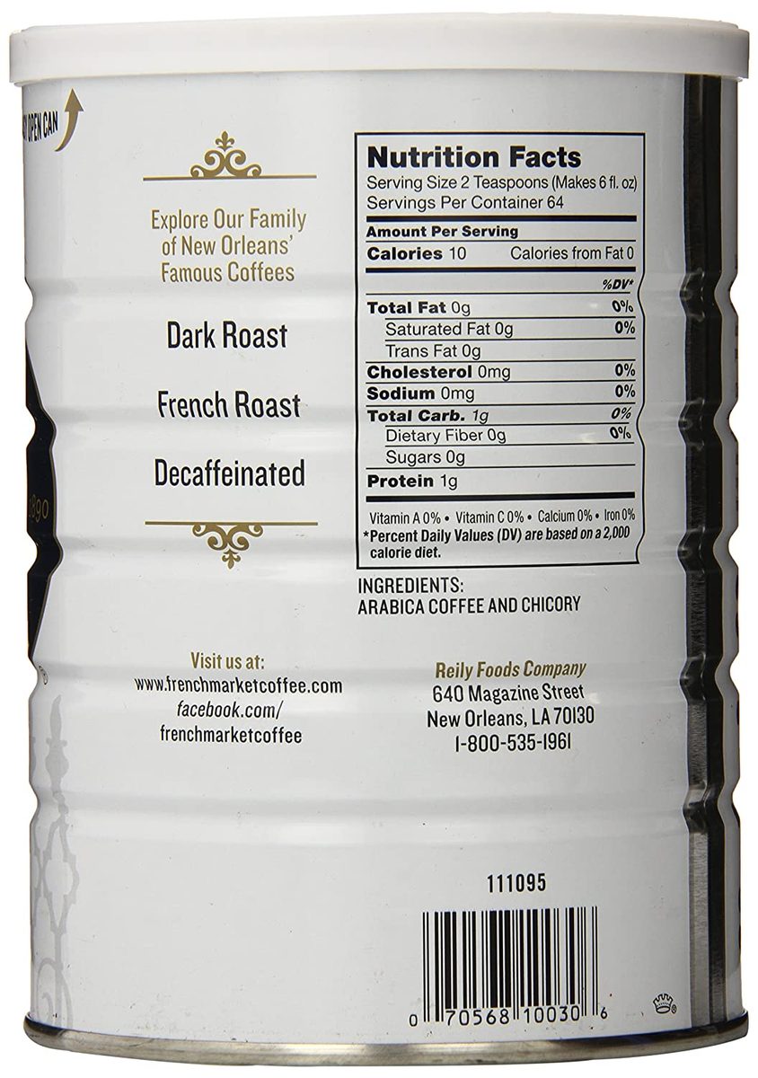 French Market Coffee，Coffee and Chicory Restaurant Blend，中度烘焙咖啡粉，12 盎司金属罐装