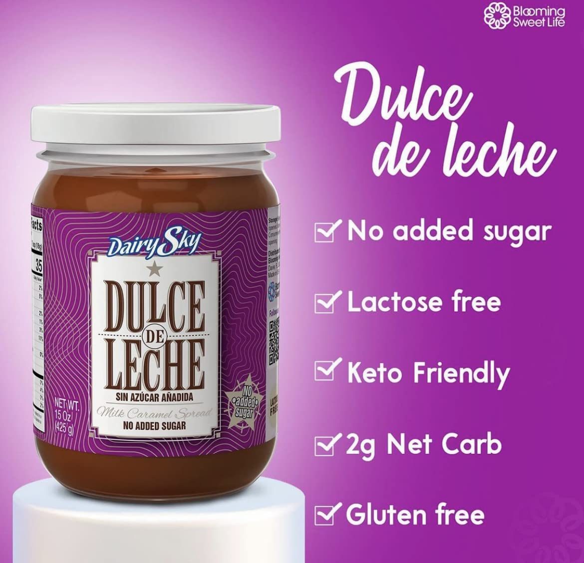 DairySky Lacer 和 Dulce de Leche Sin Azucar | Laclk Ko 钙 |无添加焦糖、Gl冰淇淋、甜点、咖啡等