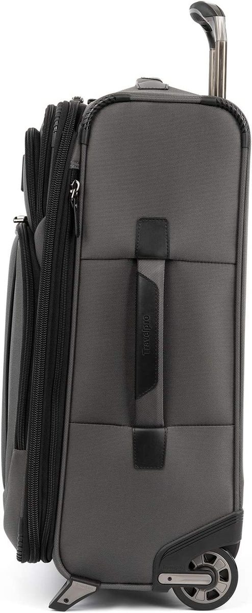 Travelpro Crew Versapack Softside 可扩展直立 2 轮行李箱，男式和女式，钛灰色，随身携带 21 英寸