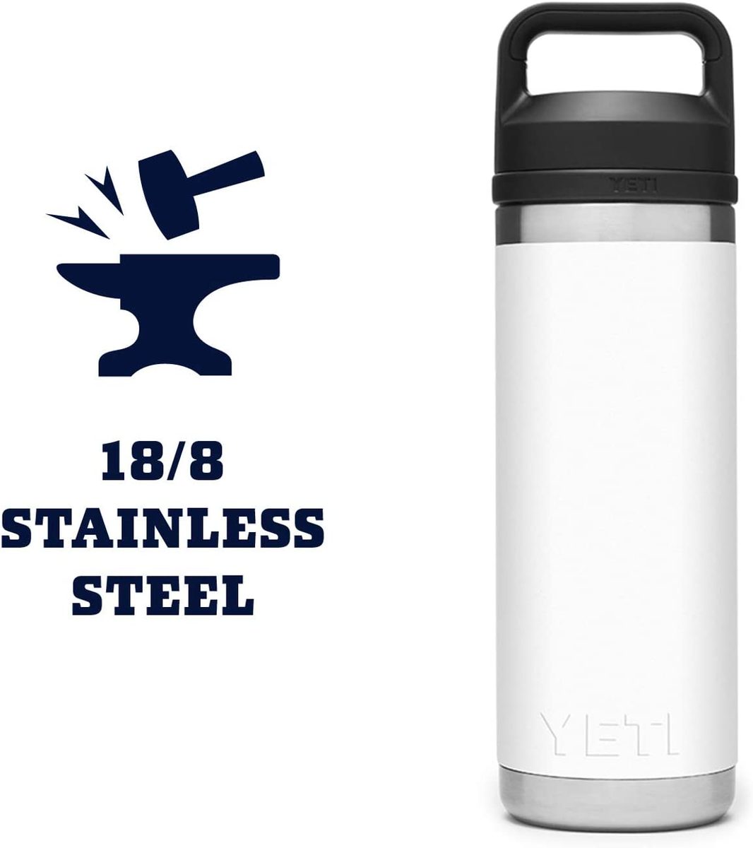 YETI Rambler 18 盎司奶瓶，真空隔热，不锈钢带凸耳盖