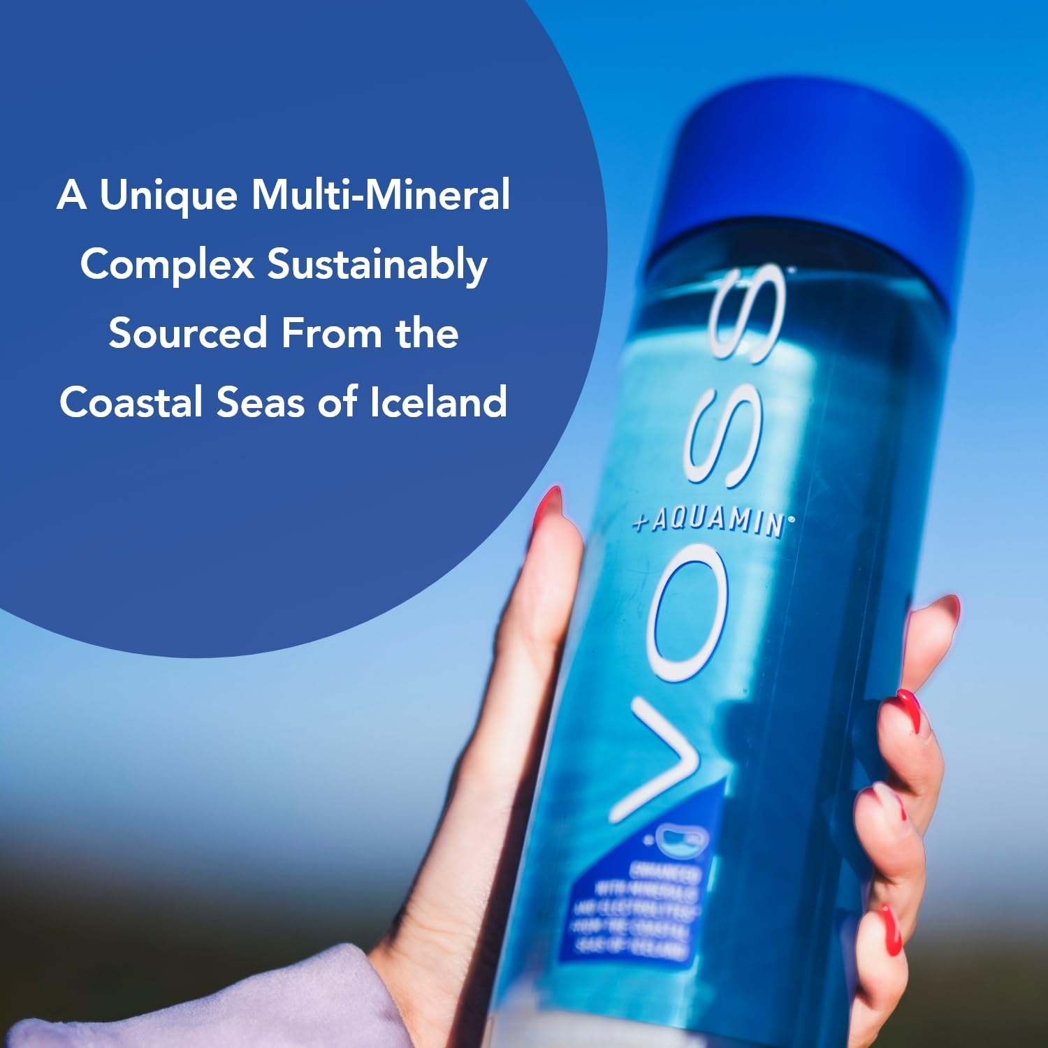 VOSS+Aquamin增强型水-12瓶装，每瓶850毫升-纯净水-74种微量矿物质和电解质-非常适合在健身房和炎热的日子里过积极的生活-再生PET瓶
