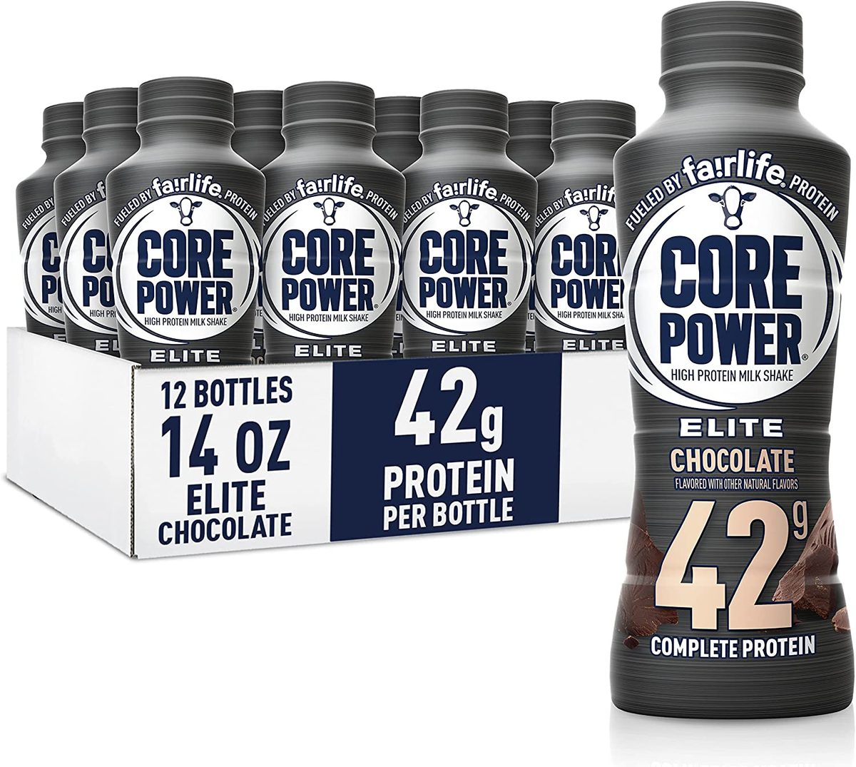 Fairlife Core Power Elite 42 克高蛋白奶昔，锻炼恢复即饮，巧克力，14 液体盎司（12 包）