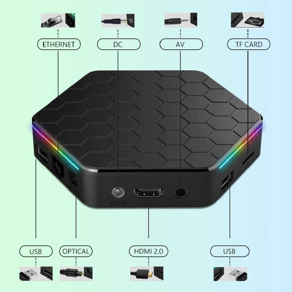 Android 电视盒 12.0 4GB 32GB H618 智能机顶盒支持 WiFi6 2.4GHz/5GHz 超高清分辨率蓝牙 5.0 以太网 LAN 100M 3D 6K 流畅稳定的播放器