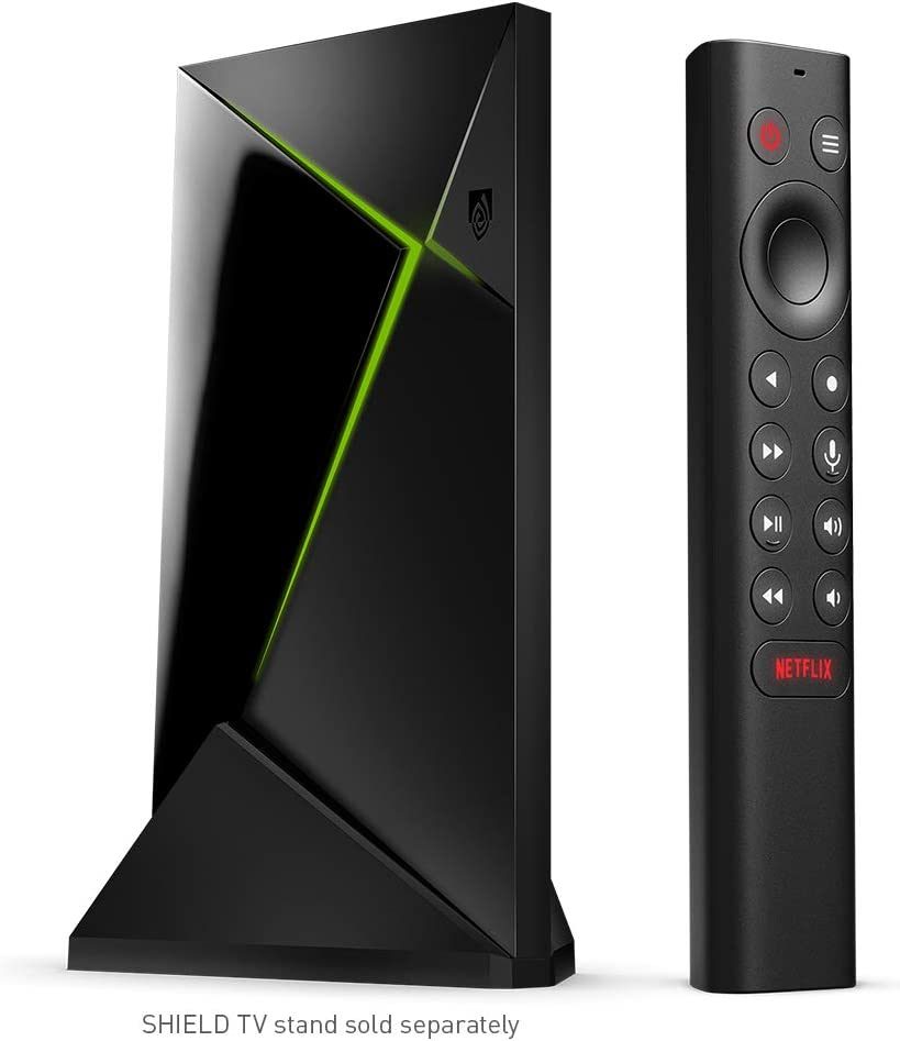 NVIDIA SHIELD Android TV Pro 流媒体播放器； 4K HDR 电影，体育直播，Dolby Vision-Atmos，AI 增强升级，GeForce NOW 云游戏，内置 Google Assistant，与 Alexa 兼容