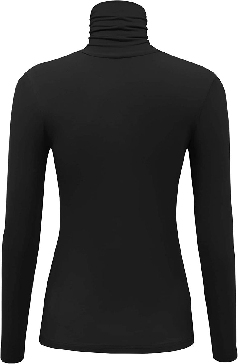 AUHEGN 女式长袖轻质高领上衣修身套头 T 恤（S-XXL）