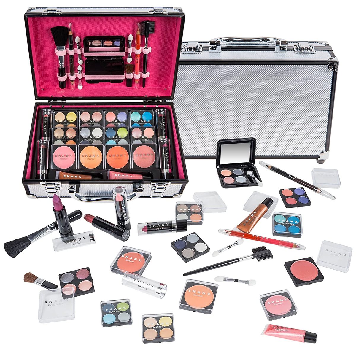 SHANY Carry All Makeup Train Case 配备专业青少年化妆套装、化妆刷、唇膏、眼影、腮红等 - 豹纹
