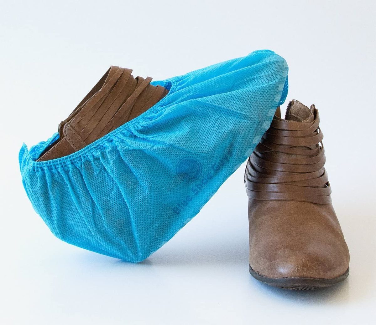 Blue Shoe Guys 专业级一次性靴子和鞋套靴子 | 100 包 |防滑、防水、可回收用于室内和室外保护 |大码美国男款 12 码和女款 14 码