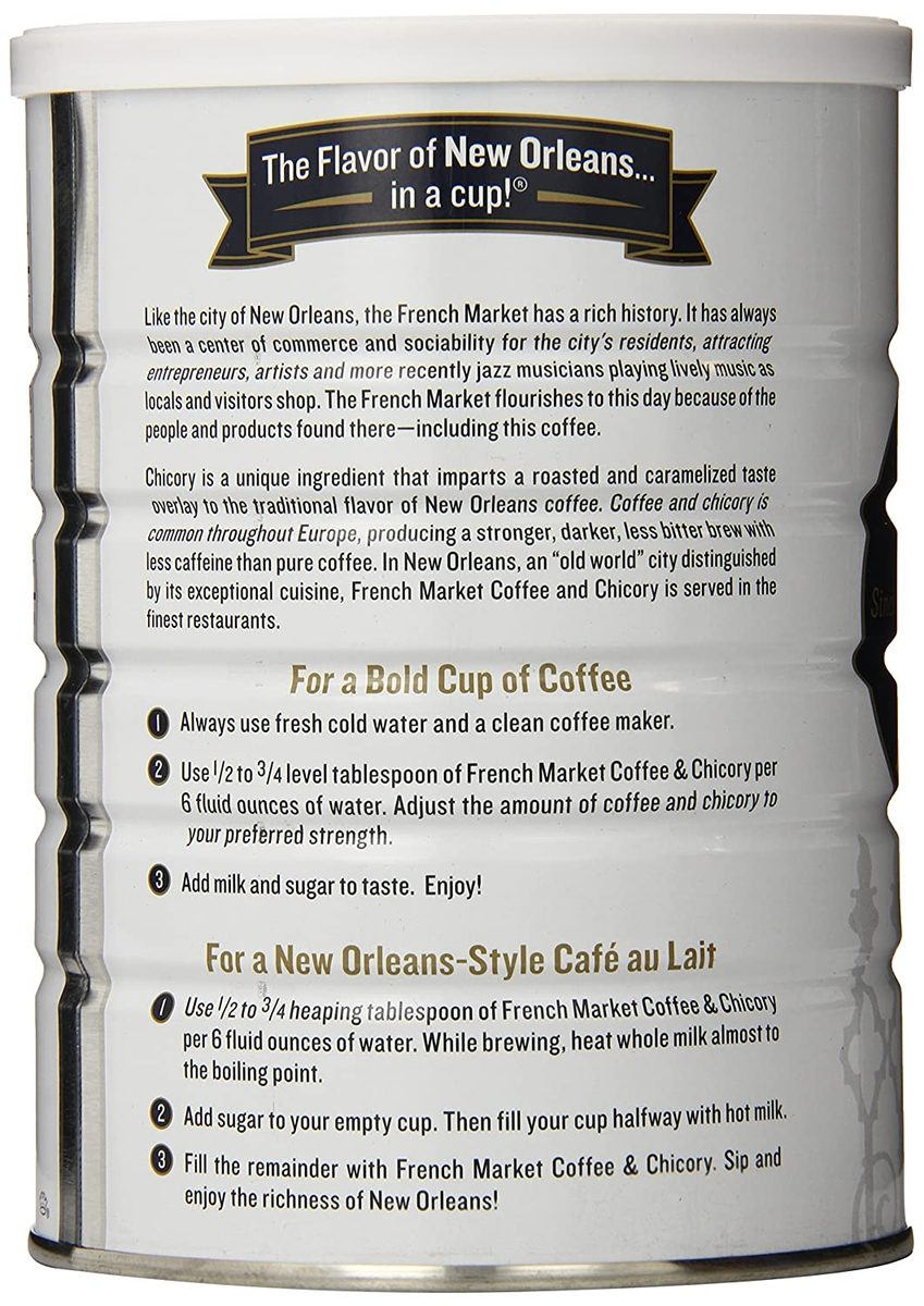 French Market Coffee，Coffee and Chicory Restaurant Blend，中度烘焙咖啡粉，12 盎司金属罐装