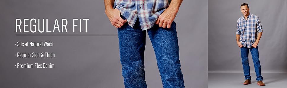 Wrangler Authentics 男式经典 5 口袋标准版型 Flex 牛仔裤
