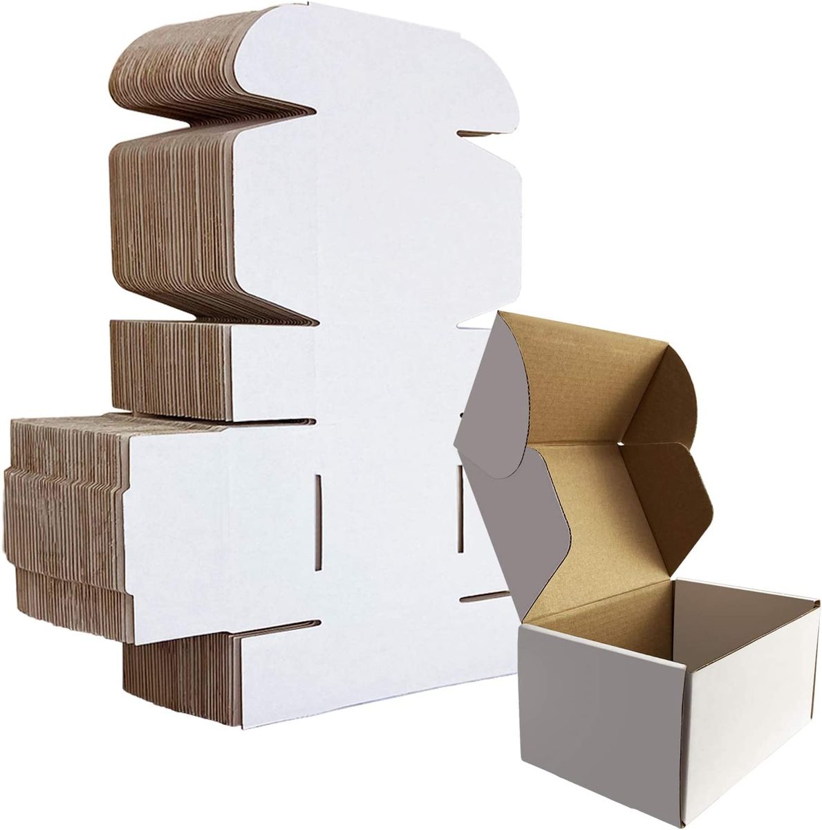 HORLIMER 6x4x3 英寸装运箱 25 件套，白色瓦楞纸板箱文学邮寄箱