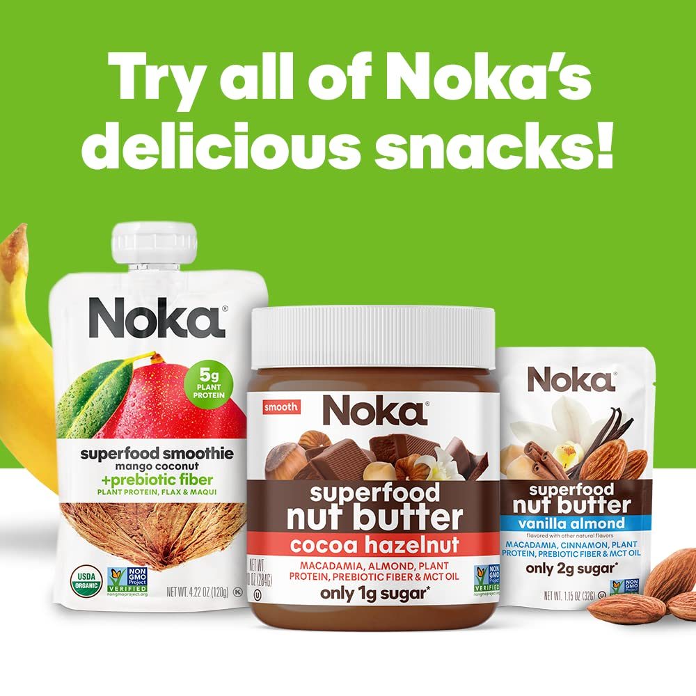 Noka Superfood 水果冰沙袋，具有免疫支持的超级浆果，含亚麻籽、接骨木浆果和植物蛋白的健康零食，不含素食和麸质，有机挤压袋，4.22 盎司，6 件