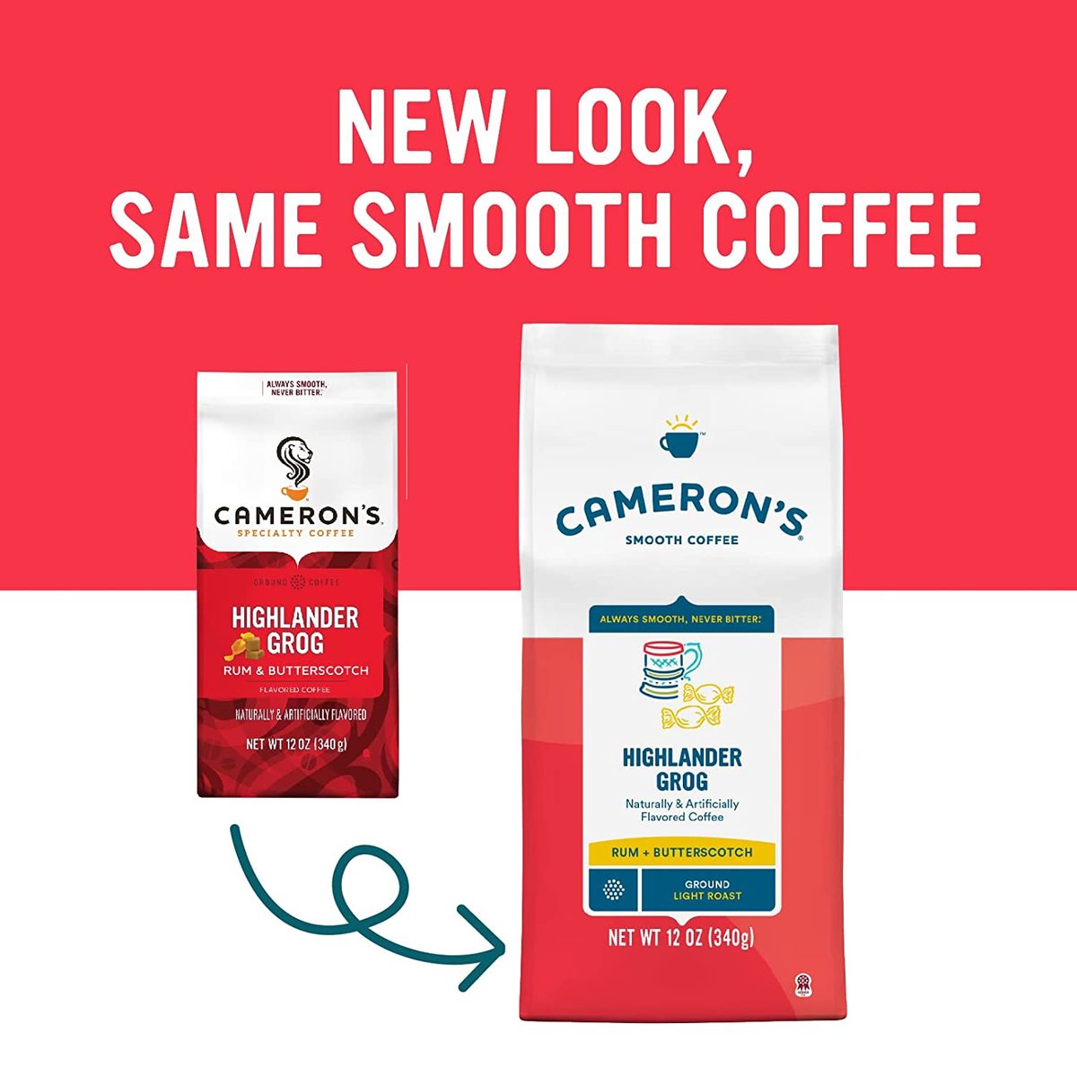 Cameron's Coffee 烘焙咖啡粉袋，混合早餐，32 盎司