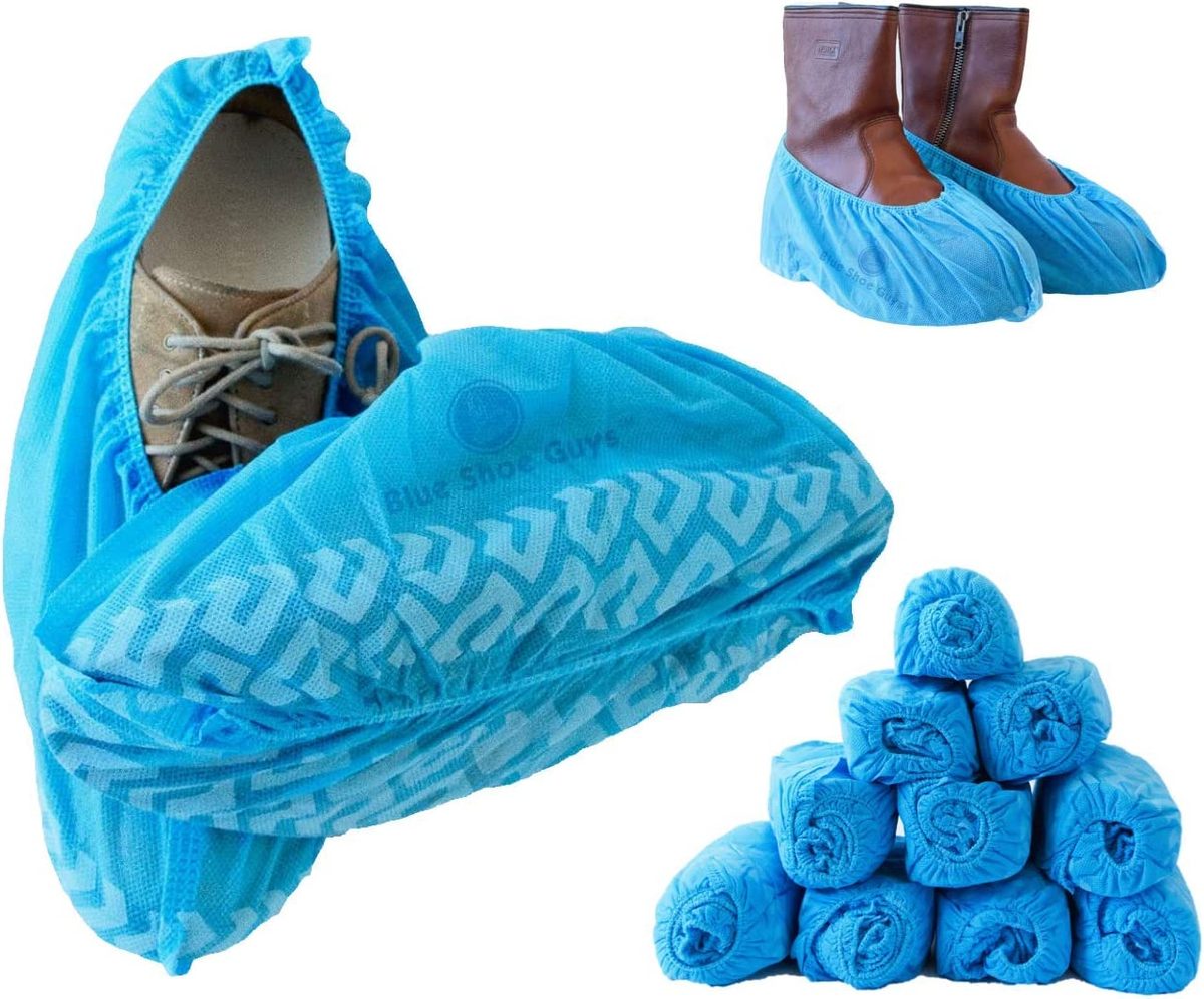 Blue Shoe Guys 专业级一次性靴子和鞋套靴子 | 100 包 |防滑、防水、可回收用于室内和室外保护 |大码美国男款 12 码和女款 14 码