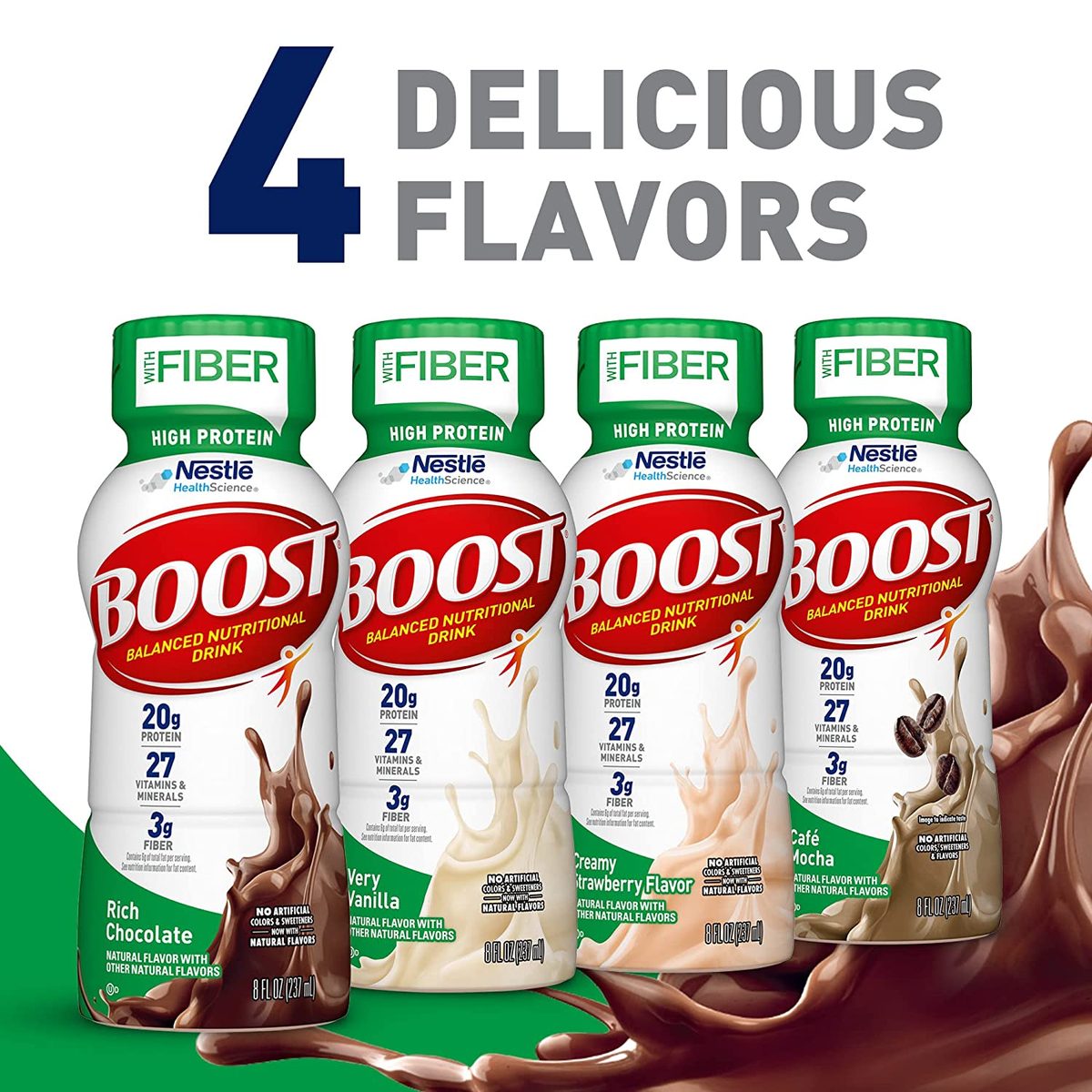 BOOST 高蛋白纤维全营养饮料，浓巧克力，8 液量盎司瓶装，24 包