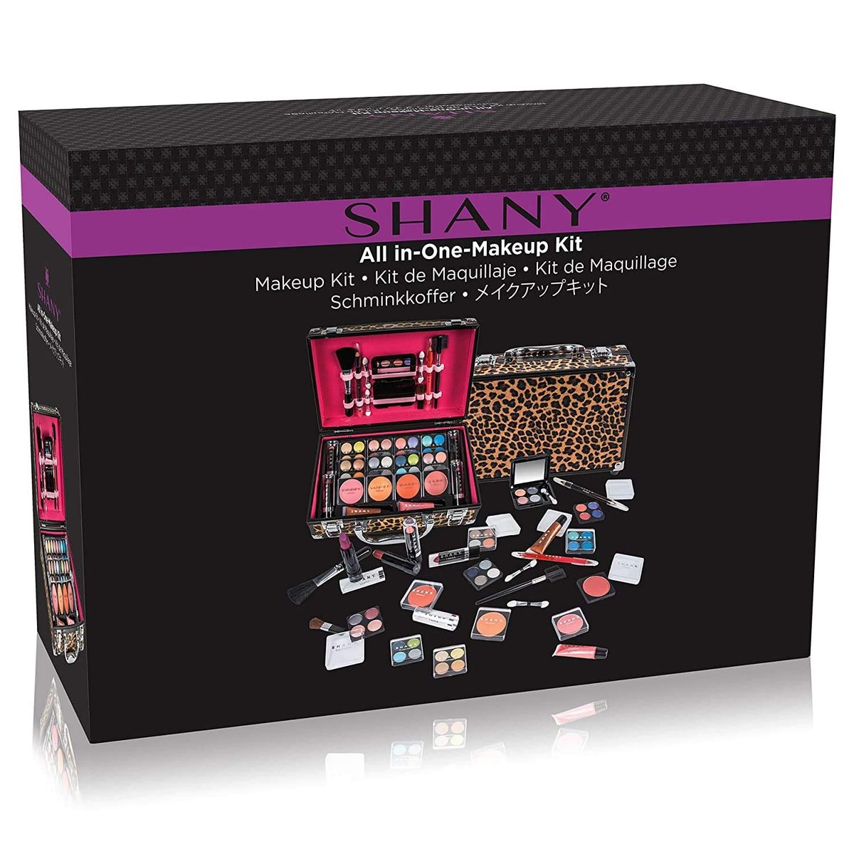 SHANY Carry All Makeup Train Case 配备专业青少年化妆套装、化妆刷、唇膏、眼影、腮红等 - 豹纹