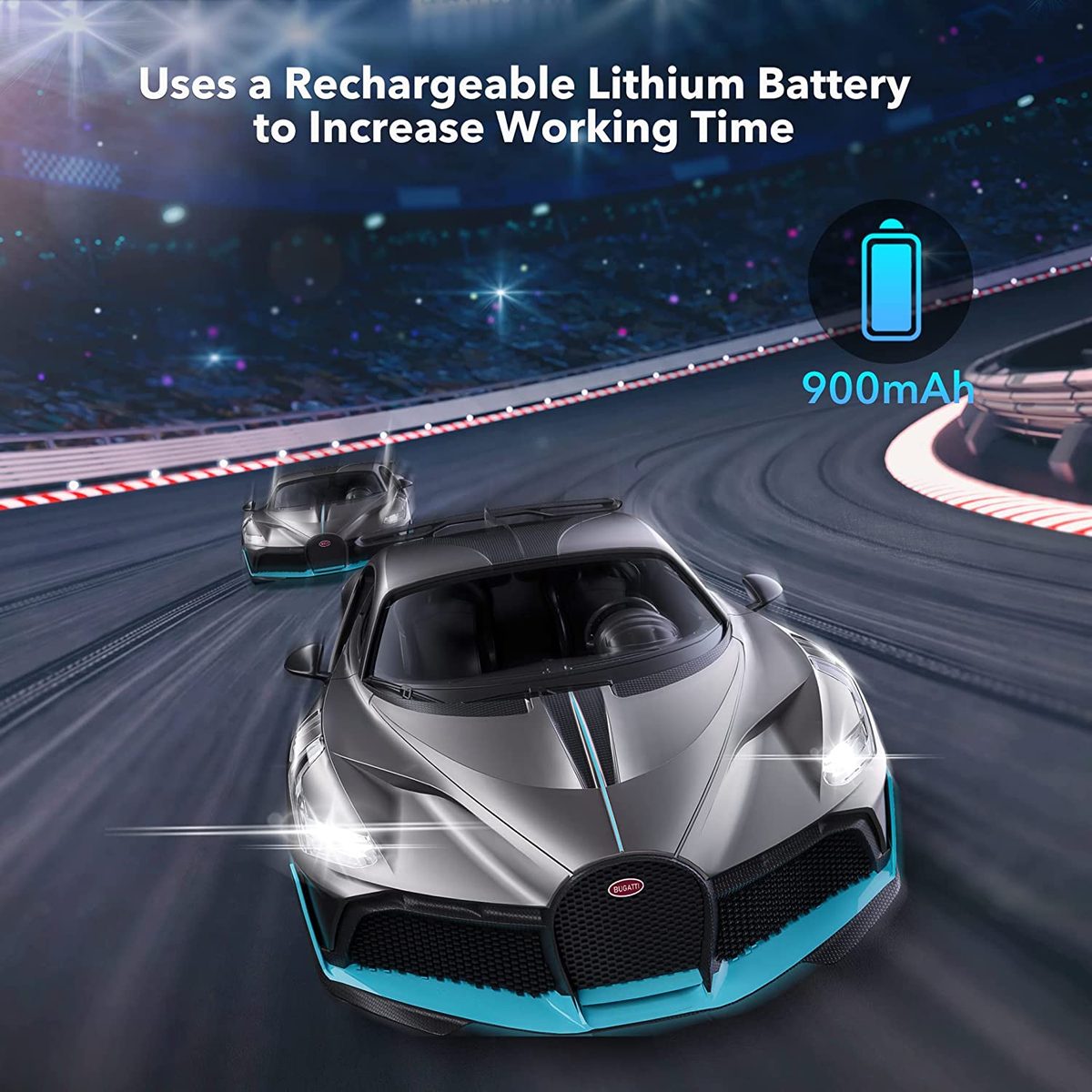 MIEBELY 遥控车，Bugatti Divo 1/12 比例遥控车 12 公里/小时，2.4Ghz 许可模型车 7.4V 900mAh 玩具车头灯成人男孩女孩 6-12 岁生日创意礼物