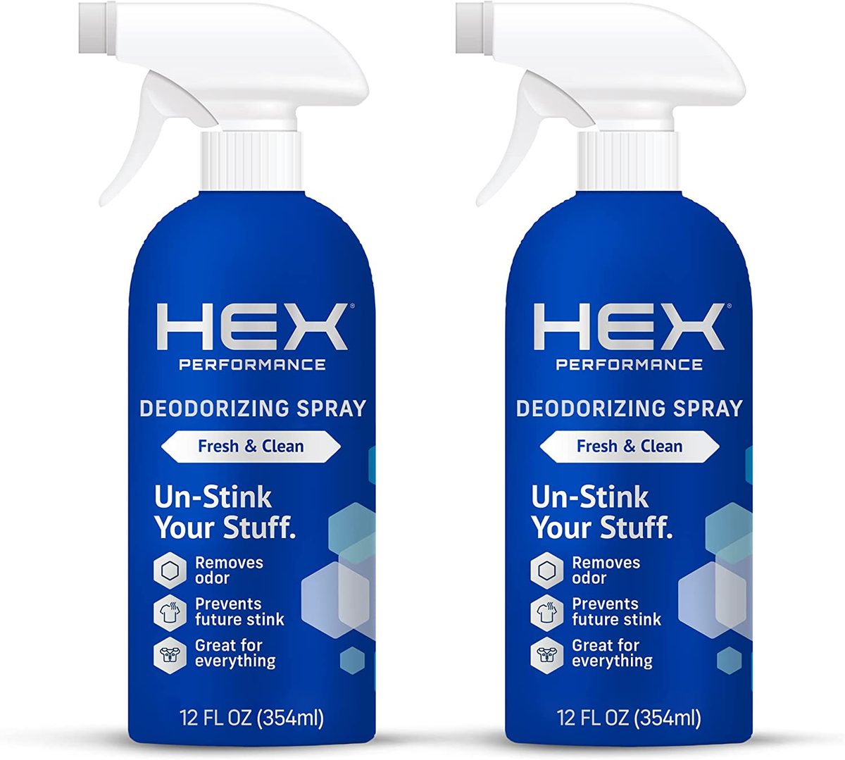HEX Performance 除臭喷雾，无香精，12 盎司（2 件装）- 非常适合鞋子、装备和健身垫，环保