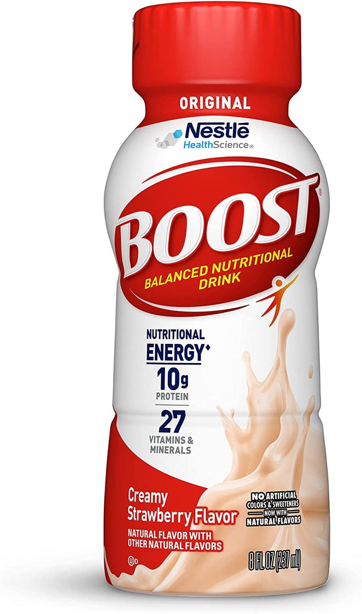 BOOST 原味营养饮料，奶油草莓味，8 液量盎司（24 件装）