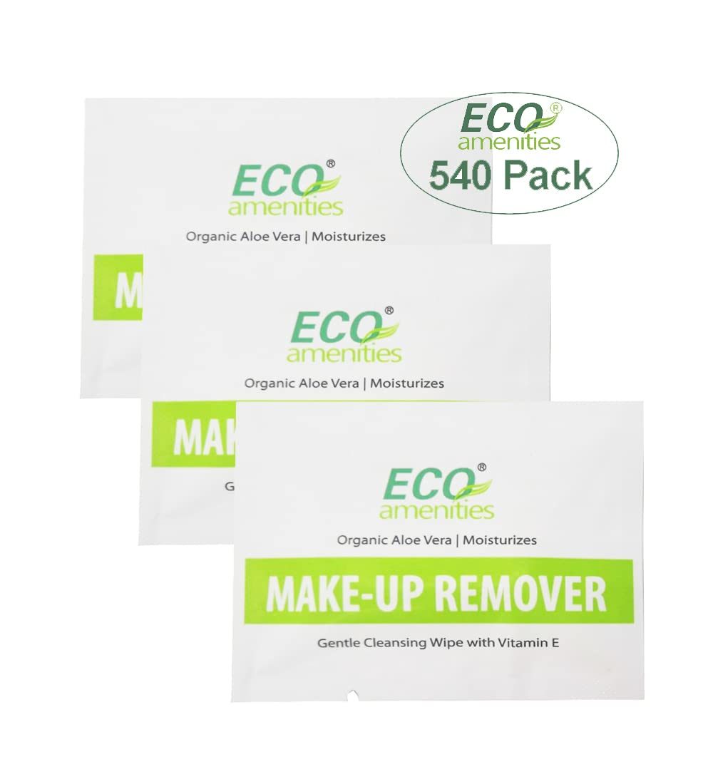 ECO Amenities 20 片卸妆湿巾，含芦荟和维生素 E 独立包装洗面巾皮肤清洁湿巾