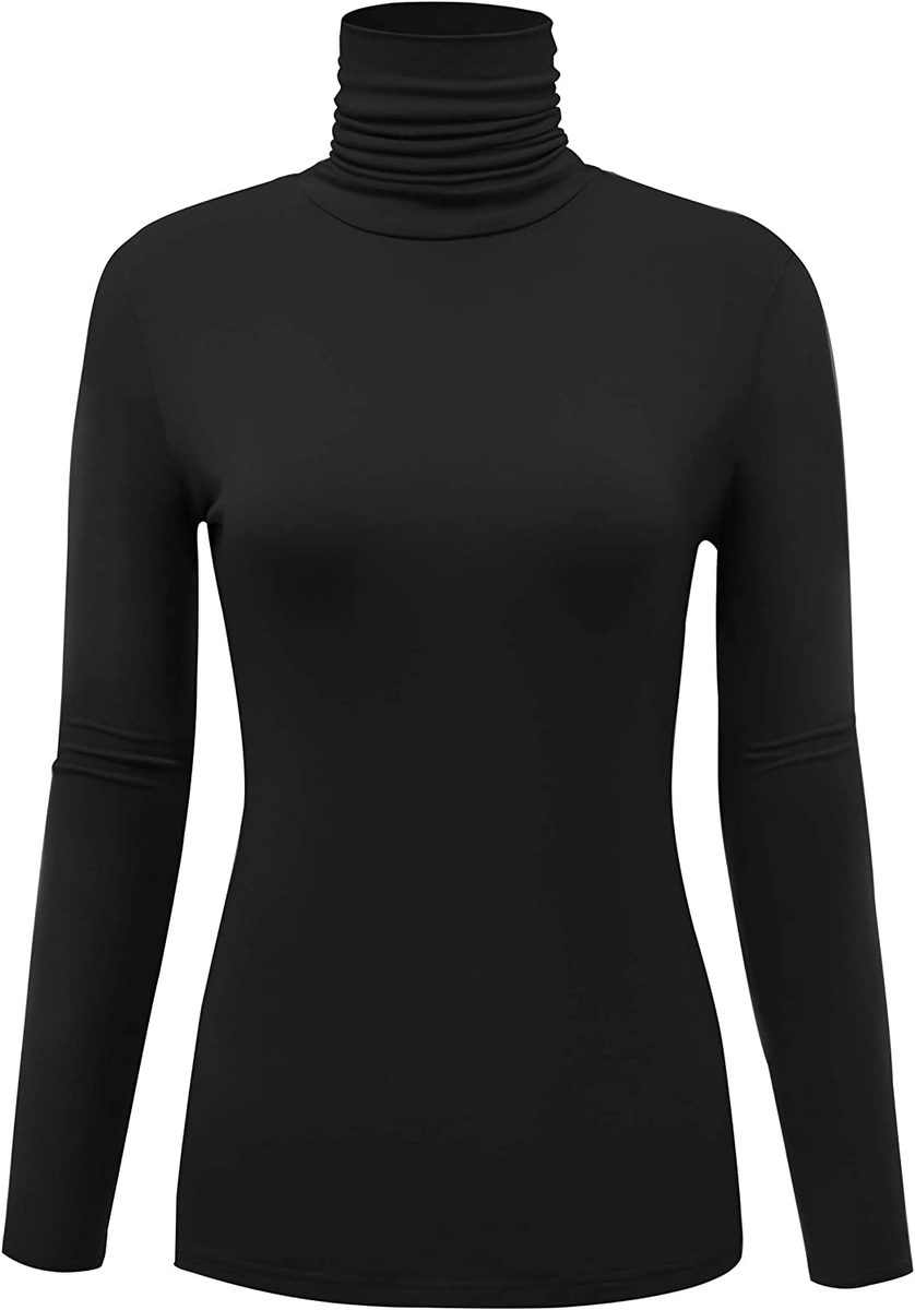 AUHEGN 女式长袖轻质高领上衣修身套头 T 恤（S-XXL）
