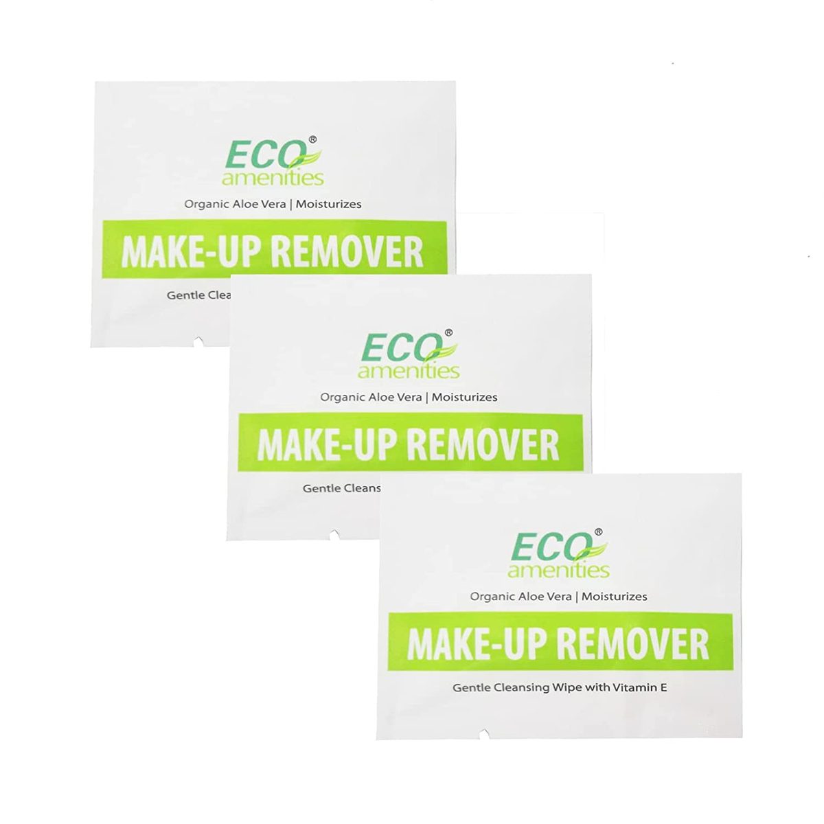 ECO Amenities 20 片卸妆湿巾，含芦荟和维生素 E 独立包装洗面巾皮肤清洁湿巾