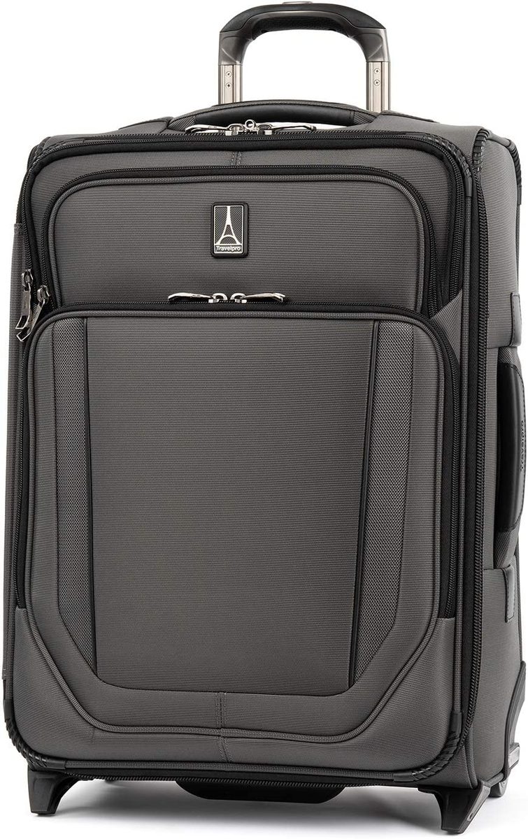 Travelpro Crew Versapack Softside 可扩展直立 2 轮行李箱，男式和女式，钛灰色，随身携带 21 英寸