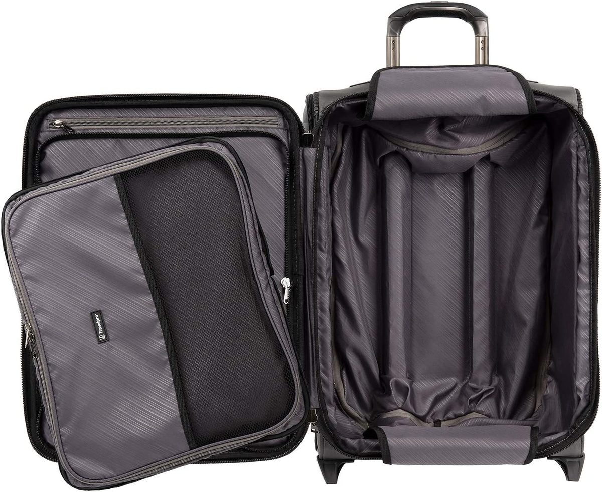 Travelpro Crew Versapack Softside 可扩展直立 2 轮行李箱，男式和女式，钛灰色，随身携带 21 英寸