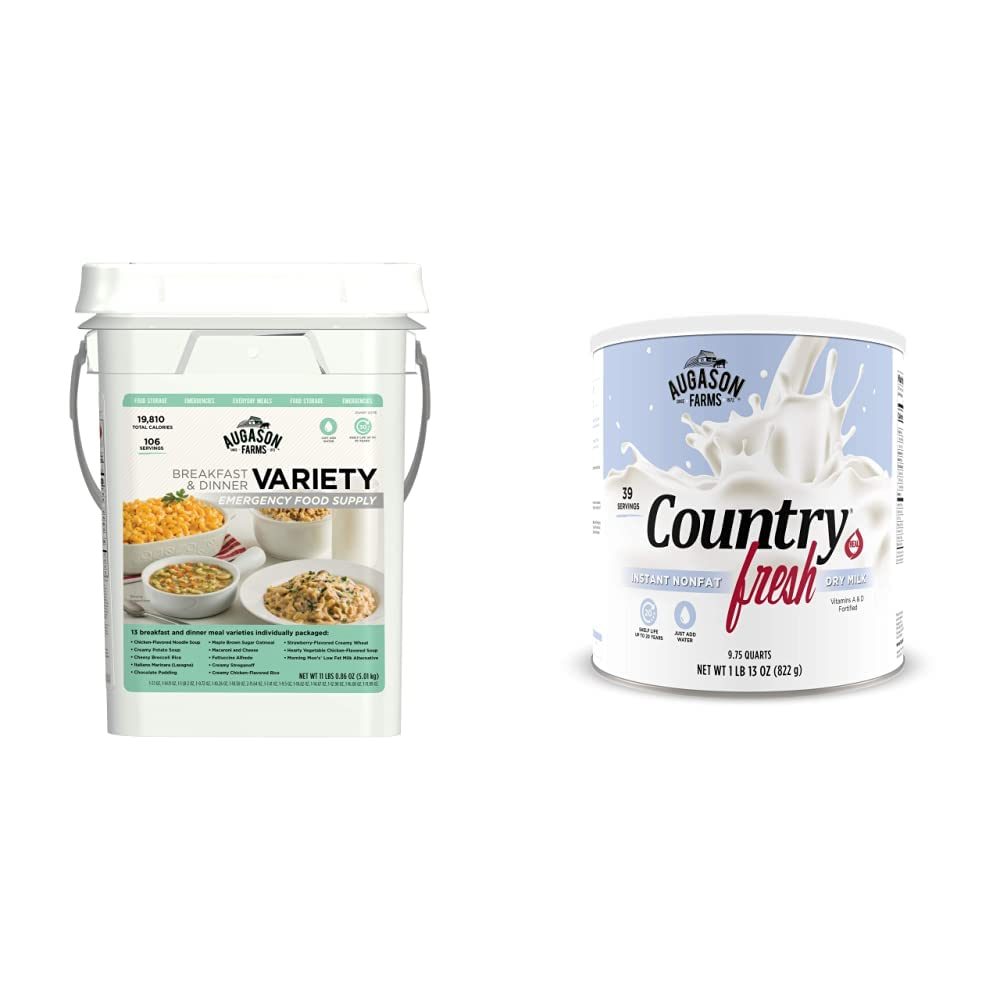 Augason Farms 早餐和晚餐 Var Food Supply 每日膳食 4 Ga Country Fant 脱脂奶粉，1 磅，13 盎司。
