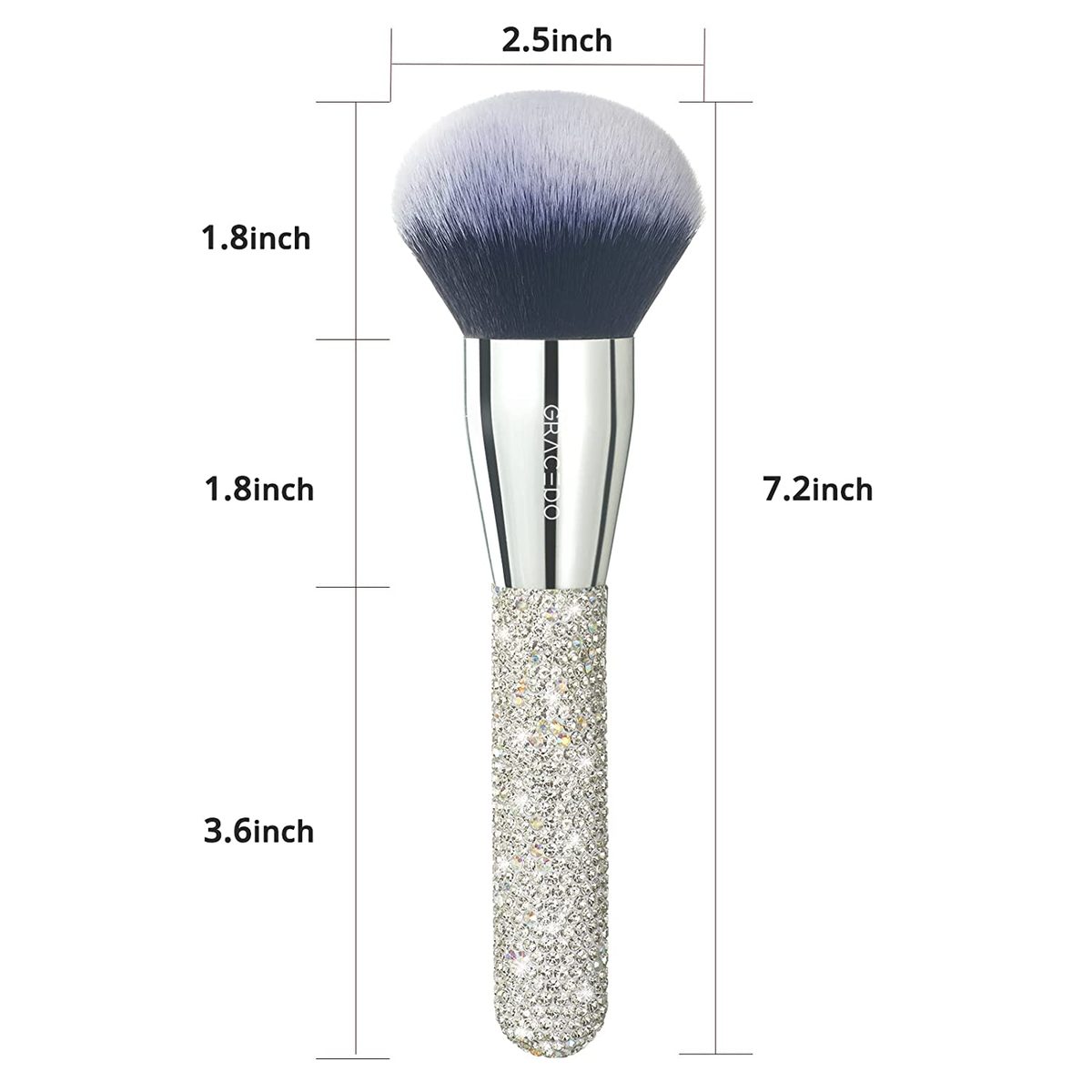 Bling Powder 化妆刷，带钻石水钻手柄，大号矿物全脸定妆粉底刷，Vegan Face Foundation Brush 用于古铜色修容，松散、矿物、紧凑、半透明粉末
